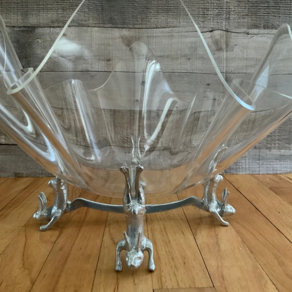 Arthur Court Vintage Handstand Bunny Rabbit Fluted Lucite Salad Fruit Bowl - Picture 7 of 11
